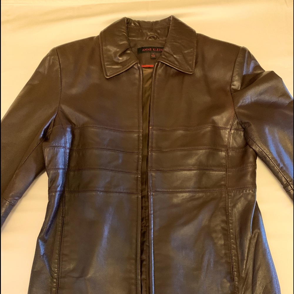 Anne Klein  Sz.SM Brown leather Blazer/jacket.